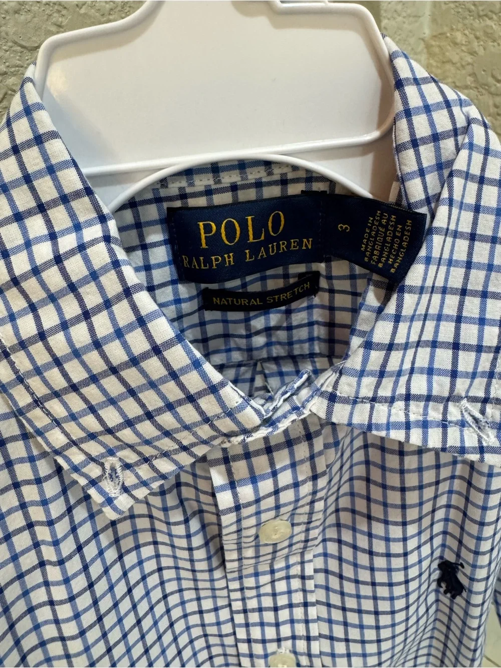 Ralph Lauren Boys White & Blue Check Button-Down Shirt